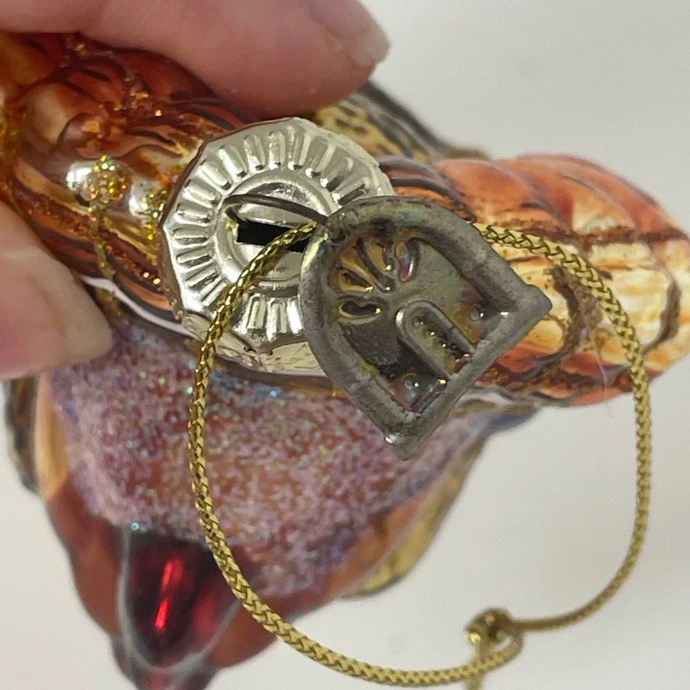 Thomas Pacconi Classics Mercury Glass Turkey Thanksgiving Ornament Glitter 3.5in